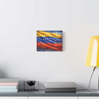 Venezuela before Chavez canvas print wall art featuring the Venezuelan flag, stretched satin art for home decor or history enthusiasts.