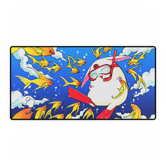 Anime-inspired Tsubasa Chronicle desk mat featuring Mokona Soel design, white playmat for home decor and tabletop gaming.