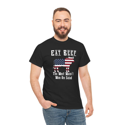 Funny American BBQ Unisex Tee, Meat Eaters Joke Shirt, Eat Beef Gift, Patriotic