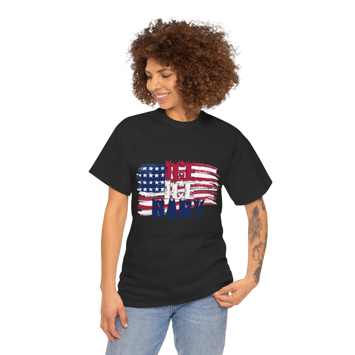 Ice Ice Baby American Flag T-Shirt, Patriotic Tee, America First, USA - Secondhand Readers