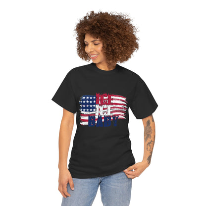 Ice Ice Baby American Flag T-Shirt, Patriotic Tee, America First, USA - Secondhand Readers
