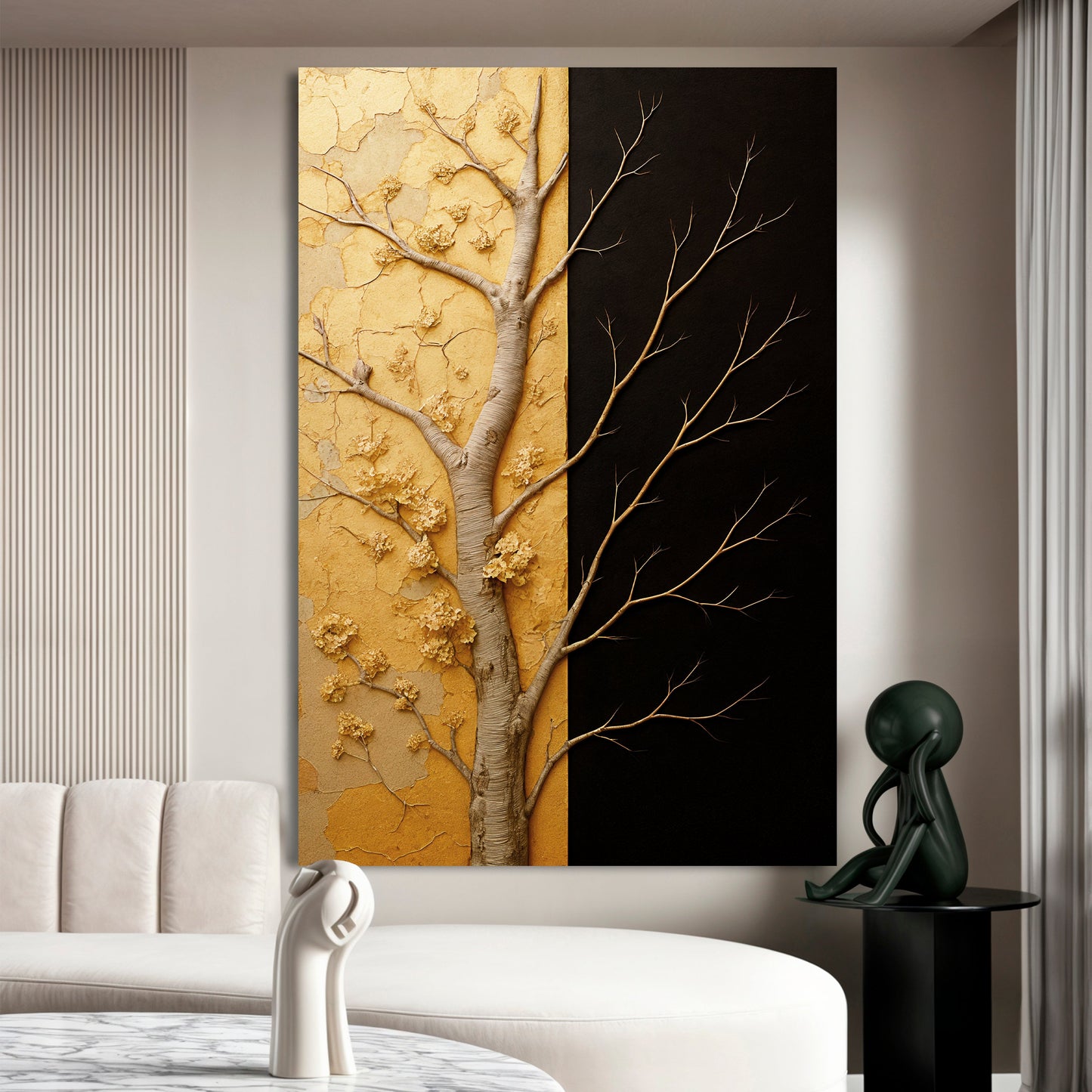 Golden Eclipse Impasto Wall Art