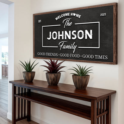 Welcome Home wall sign canvas by Tailored Canvases showing a cozy, stylish home decor quote on a natural-colored canvas.