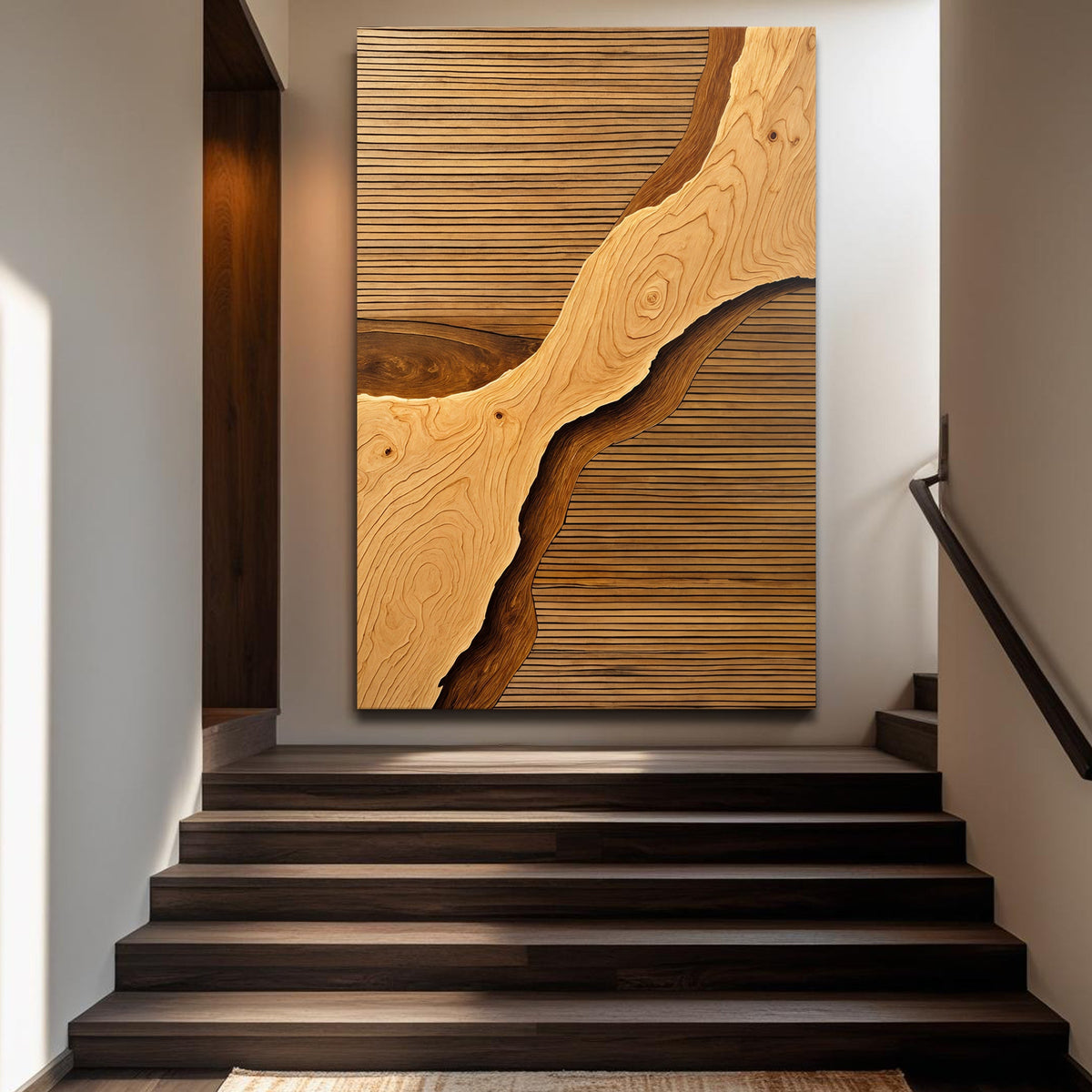 Canvas wall art featuring a wood rift design by Tailored Canvases, showcasing a natural, textured abstract scene on a rectangular canvas.