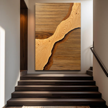 Canvas wall art featuring a wood rift design by Tailored Canvases, showcasing a natural, textured abstract scene on a rectangular canvas.