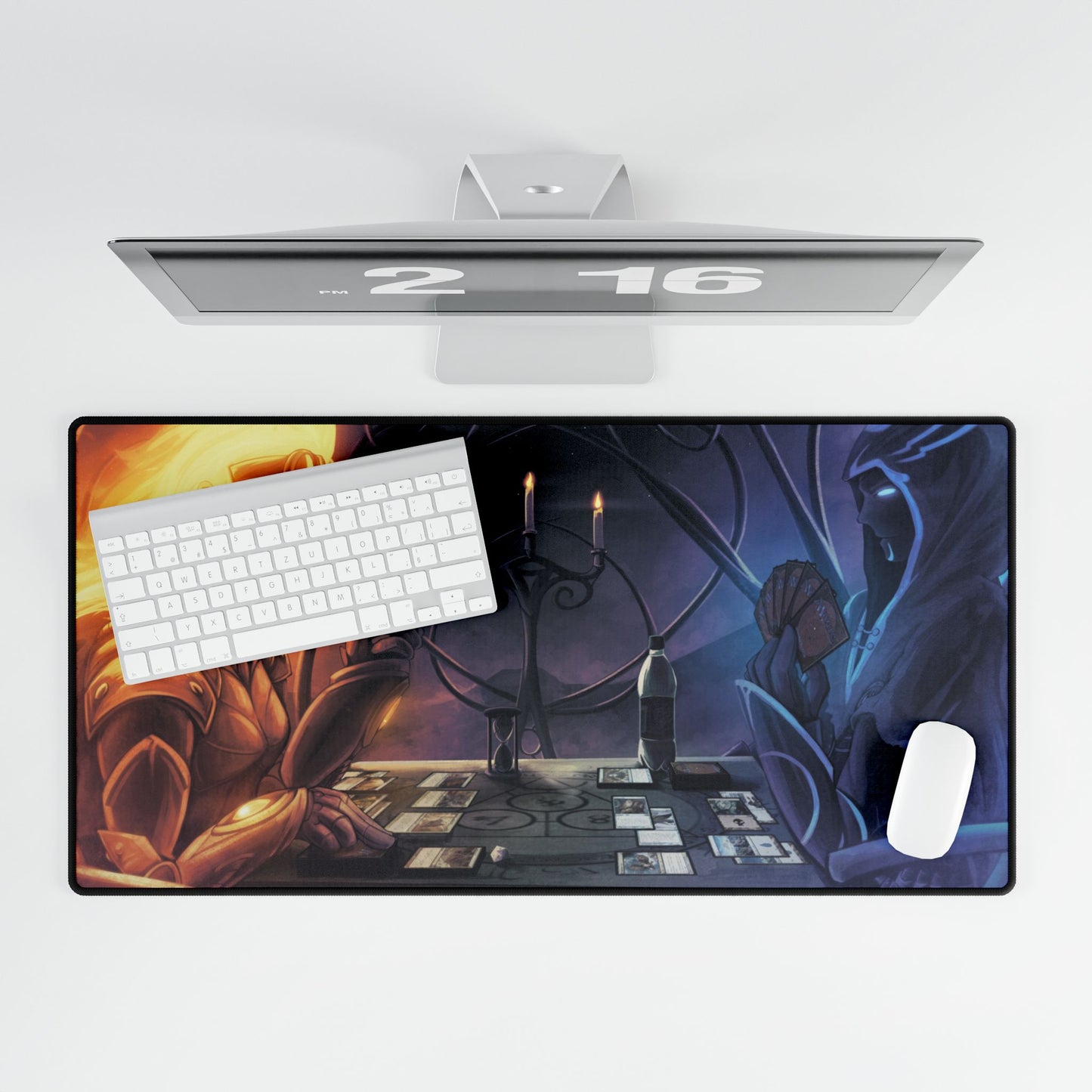 Magic: The Gathering Jace vs Chandra playmat desk mat featuring fan art, ideal for MTG fans and home decor enthusiasts.