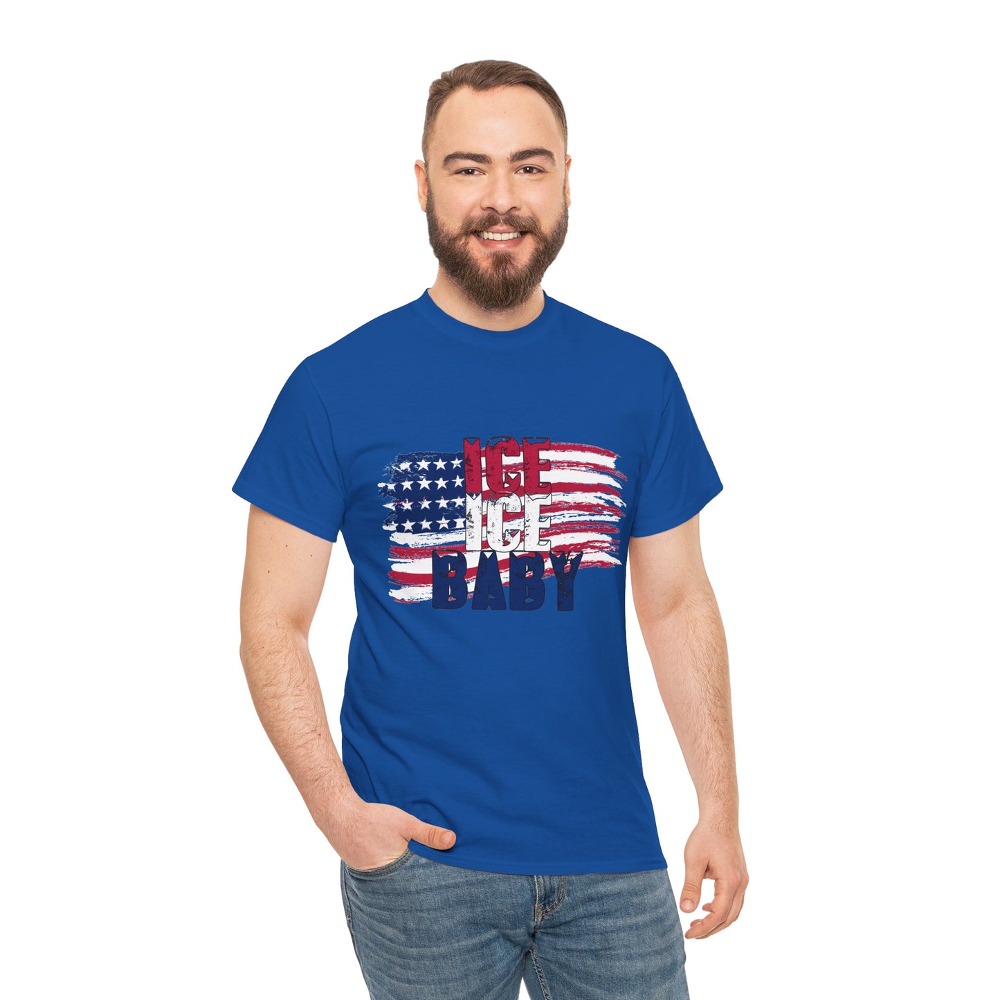 Ice Ice Baby American Flag T-Shirt, Patriotic Tee, America First, USA - Secondhand Readers