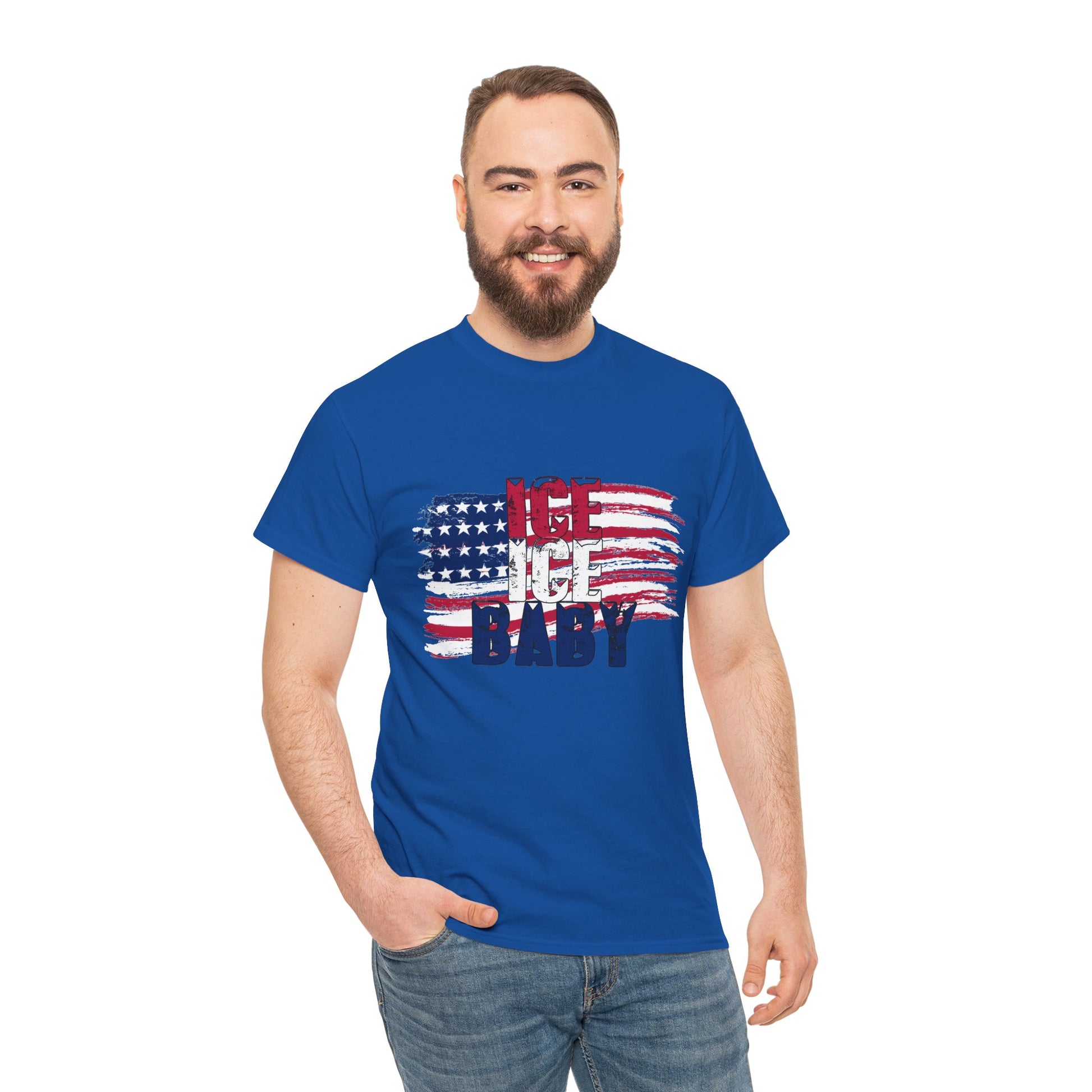 Ice Ice Baby American Flag T-Shirt, Patriotic Tee, America First, USA - Secondhand Readers