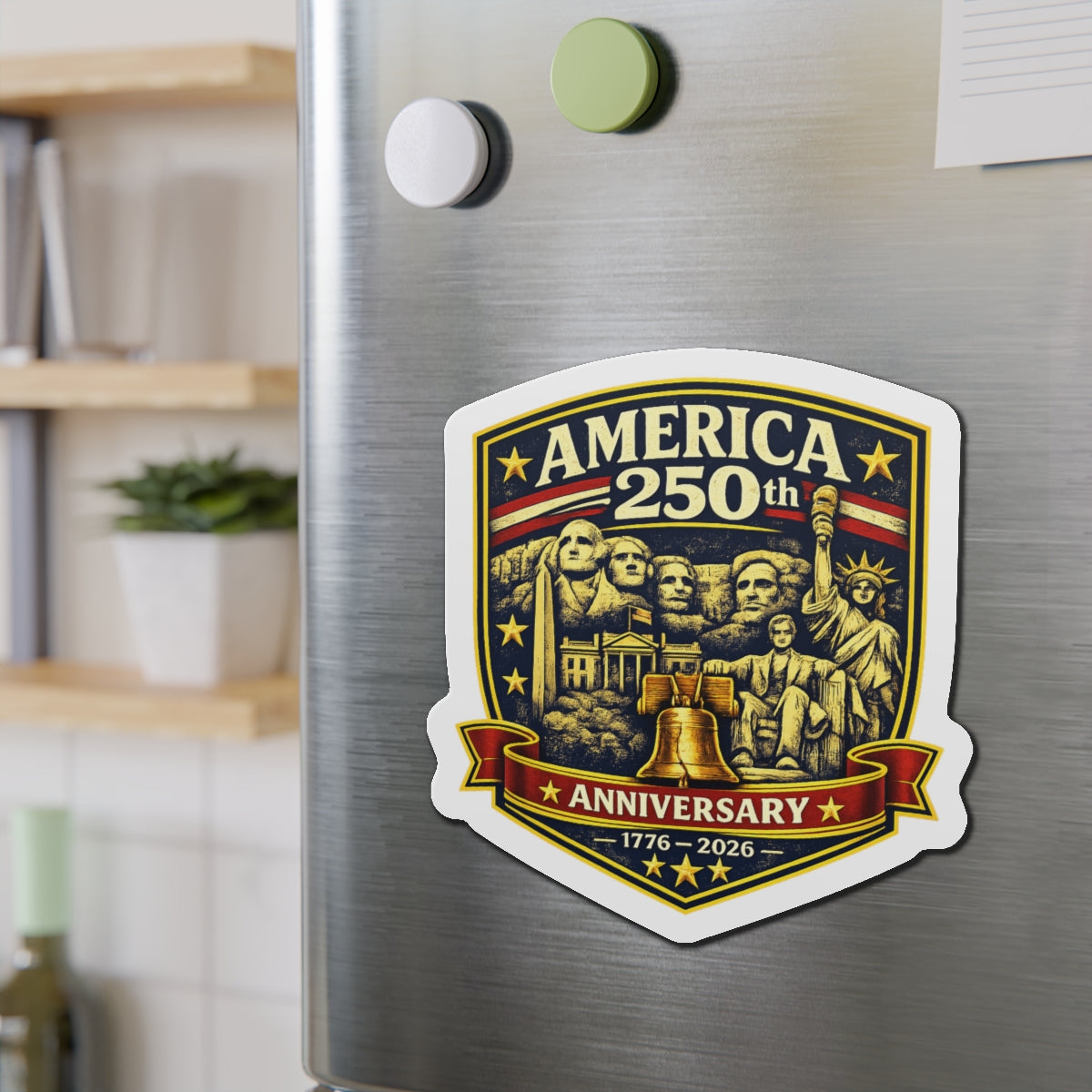 America 250th Anniversary Crest Die-Cut Magnet | 4th of July USA, Patriotic