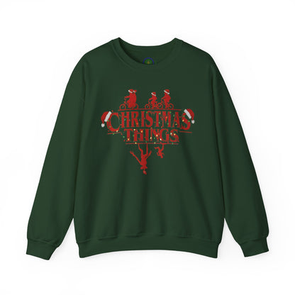Christmas Things Sweatshirt | Stranger Style Retro Holiday Graphic  | The Upsidedown