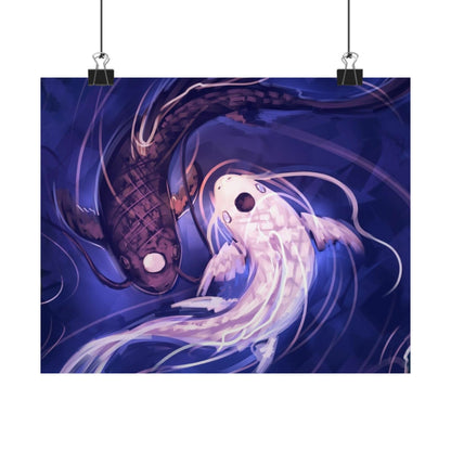 Yin Yang Koi Fish Matte Horizontal Poster | Avatar-Inspired Tui and La, Moon and Ocean Spirit