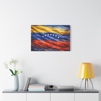 Venezuela before Chavez canvas print wall art featuring the Venezuelan flag, stretched satin canvas for home decor or history buffs.