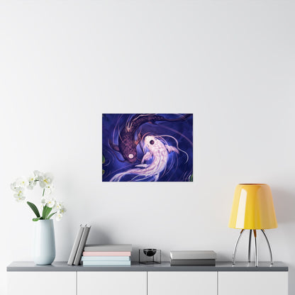 Yin Yang Koi Fish Matte Horizontal Poster | Avatar-Inspired Tui and La, Moon and Ocean Spirit