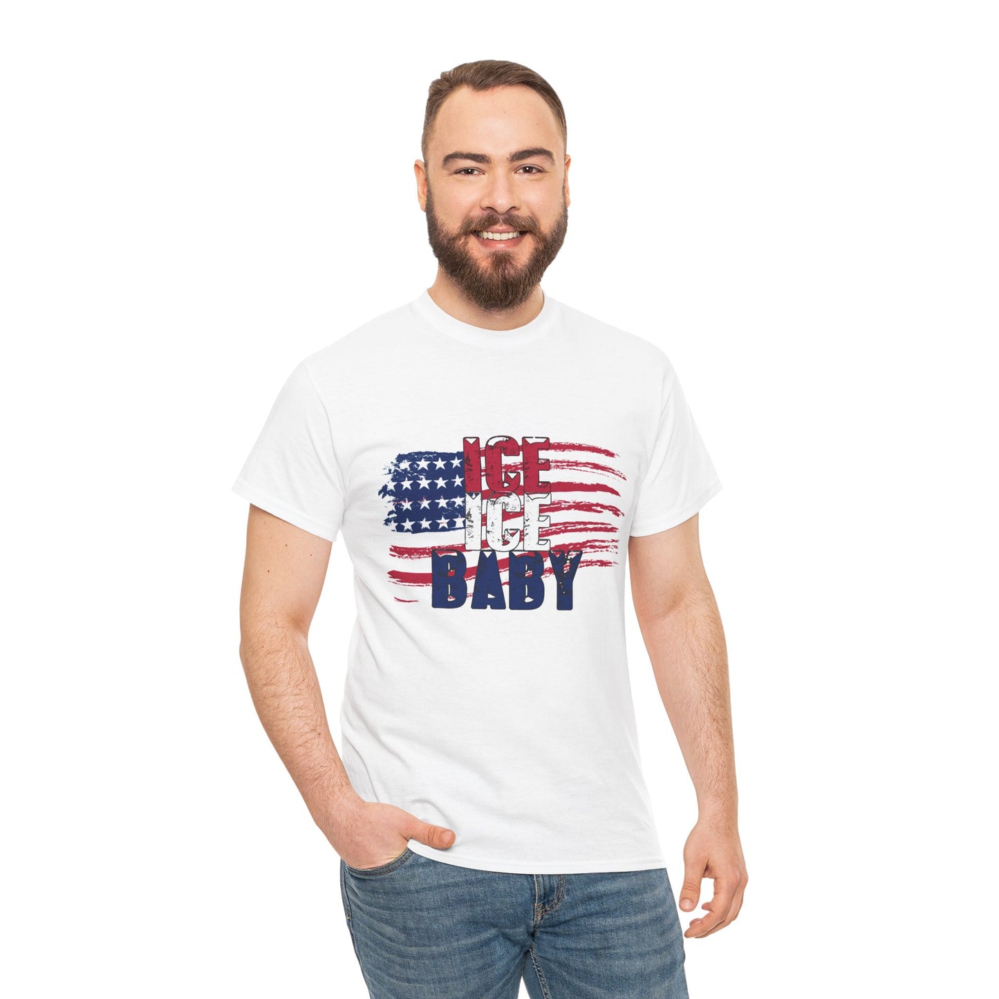 Ice Ice Baby American Flag T-Shirt, Patriotic Tee, America First, USA - Secondhand Readers