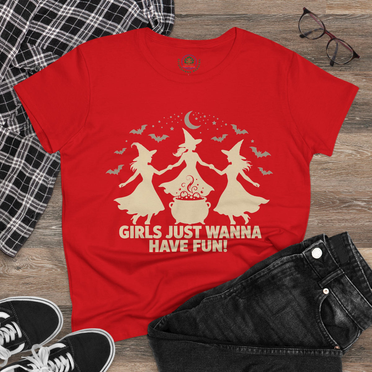 Girls Just Wanna Have Fun, Witch Dance Halloween Shirt, Womens Tee