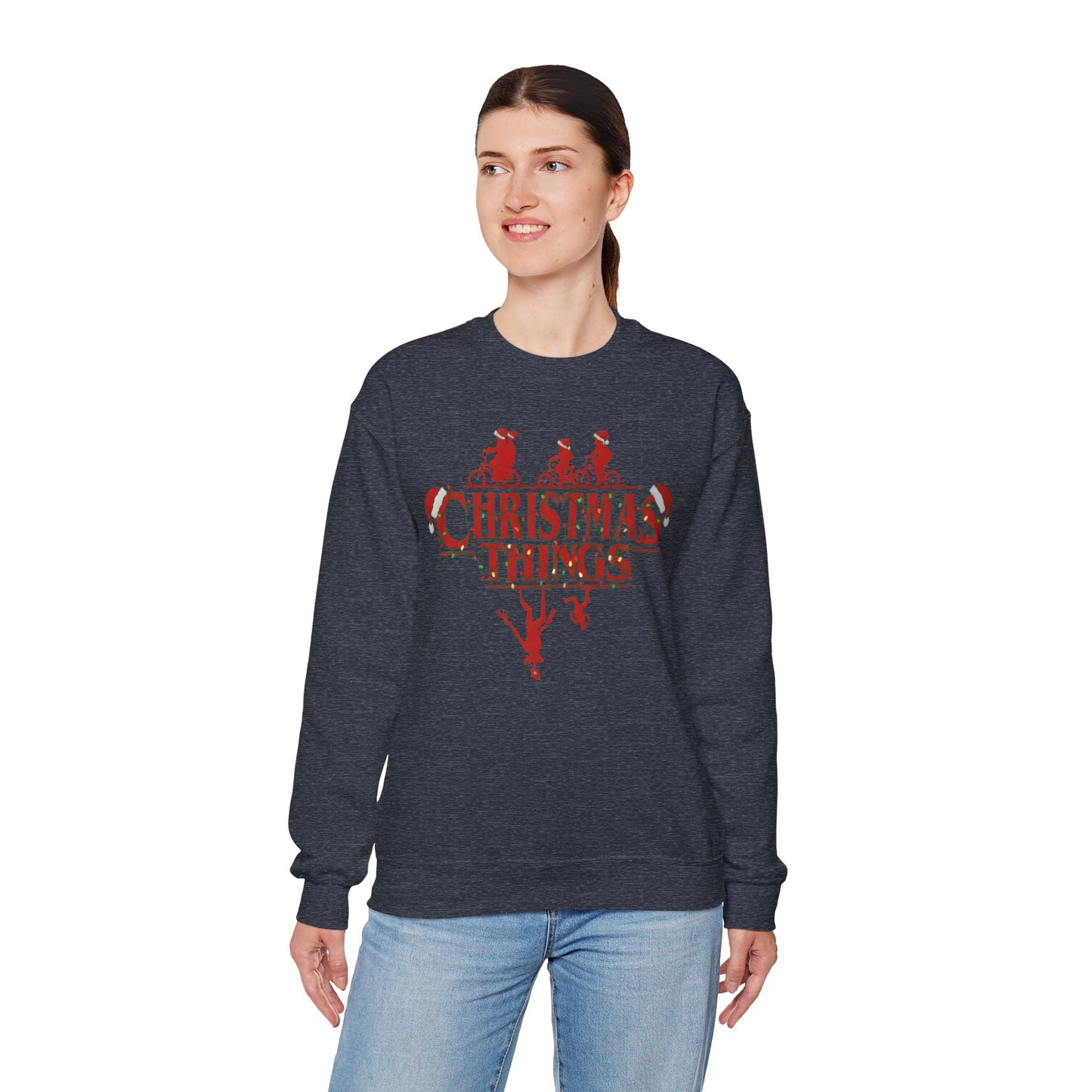 Christmas Things Sweatshirt | Stranger Style Retro Holiday Graphic  | The Upsidedown