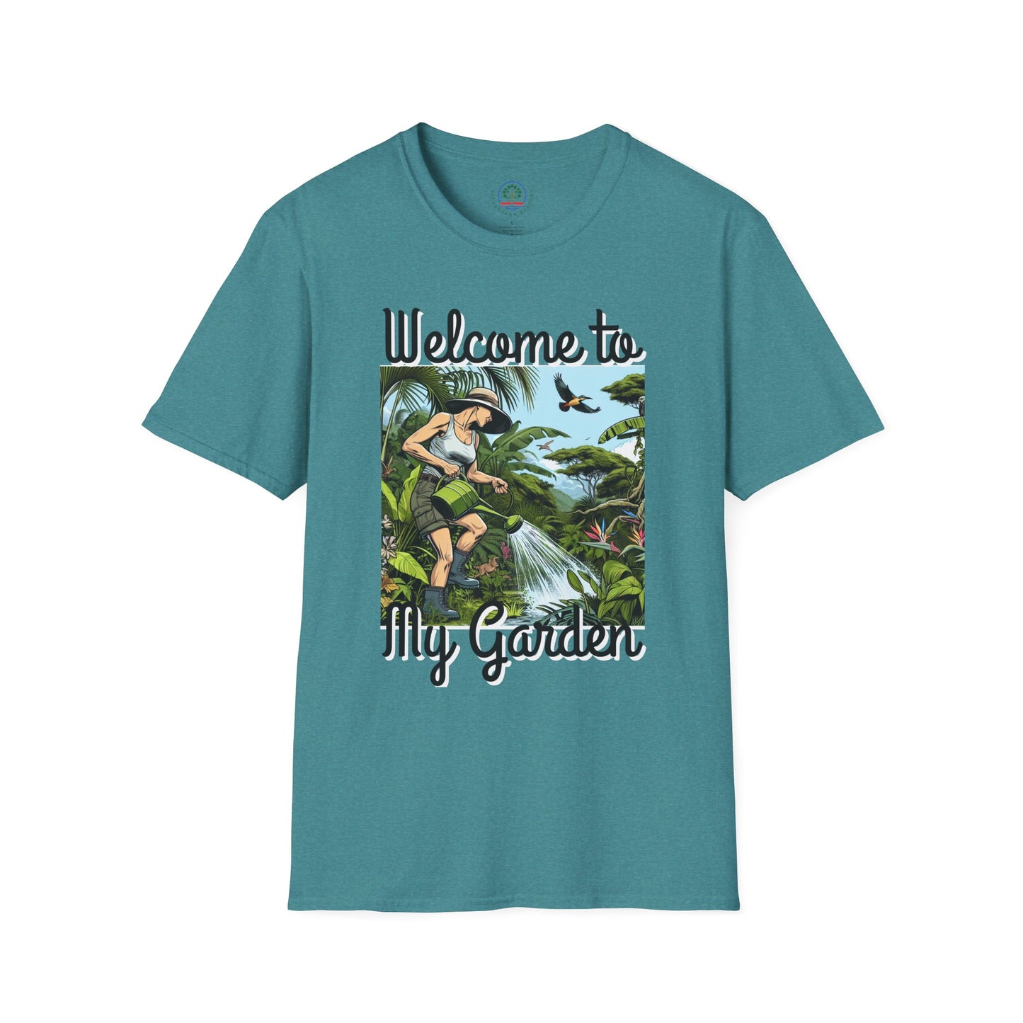 Welcome to My Garden Unisex T-Shirt - Funny Woman Watering Jungle Tee, Plant