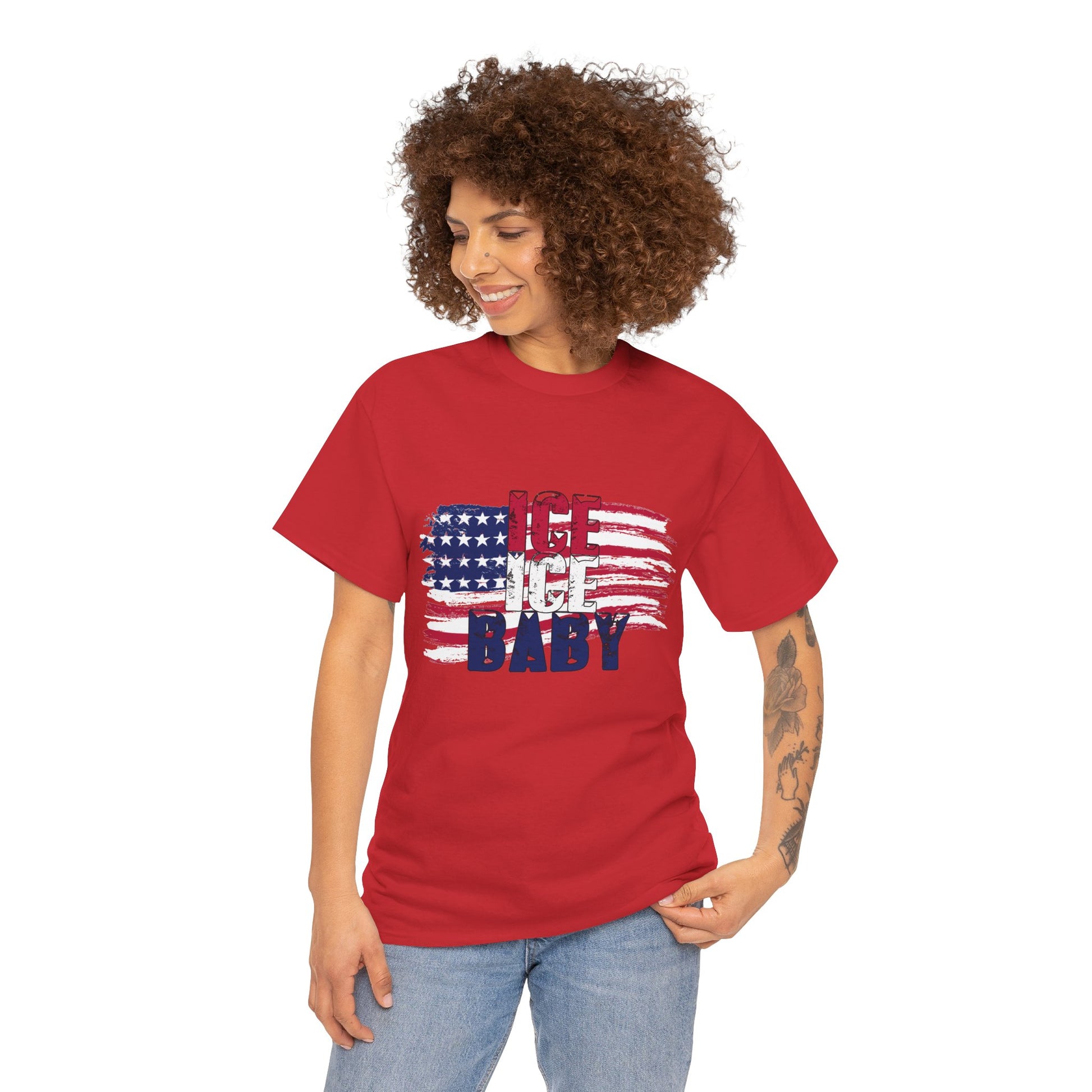 Ice Ice Baby American Flag T-Shirt, Patriotic Tee, America First, USA - Secondhand Readers