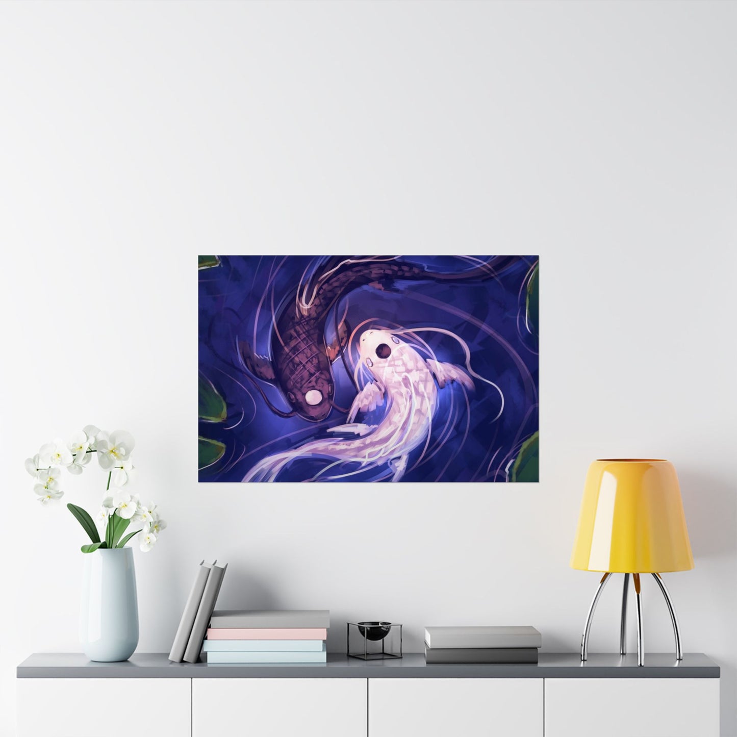 Yin Yang Koi Fish Matte Horizontal Poster | Avatar-Inspired Tui and La, Moon and Ocean Spirit