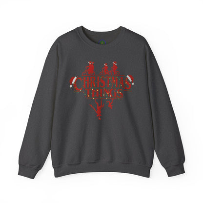 Christmas Things Sweatshirt | Stranger Style Retro Holiday Graphic  | The Upsidedown