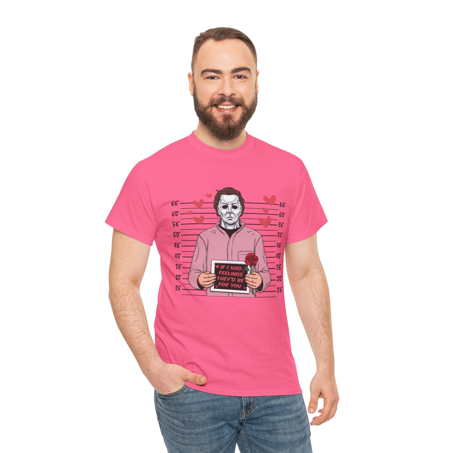 Michael Myers Mugshot T-Shirt — "If I Had Feelings They'd Be For You" Cute Horror Valentine Tee - Secondhand Readers