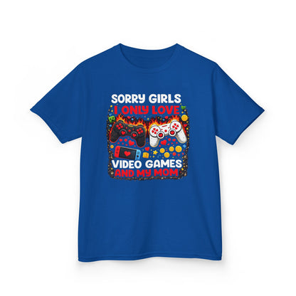 Sorry Girls I Only Love Video Games And My Mom Kids Tee | Gamer Controller Valentine Design