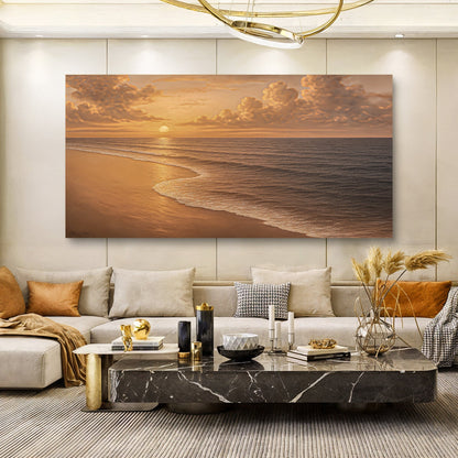 Canvas wall art featuring a beach shoreline scene, designed by Tailored Canvases, perfect for coastal-themed home decor.
