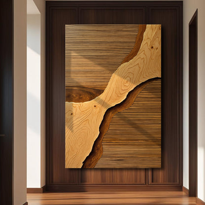 Canvas wall art featuring a woodrift design by Tailored Canvases, showcasing natural wood textures and artistic wall decor.