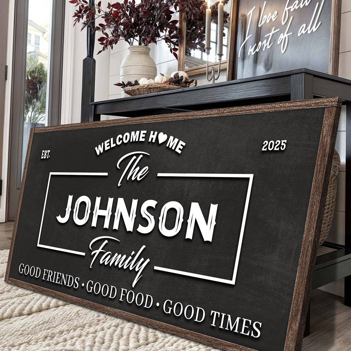 Welcome Home wall sign on canvas by Tailored Canvases, featuring a cozy, welcoming design for home décor.