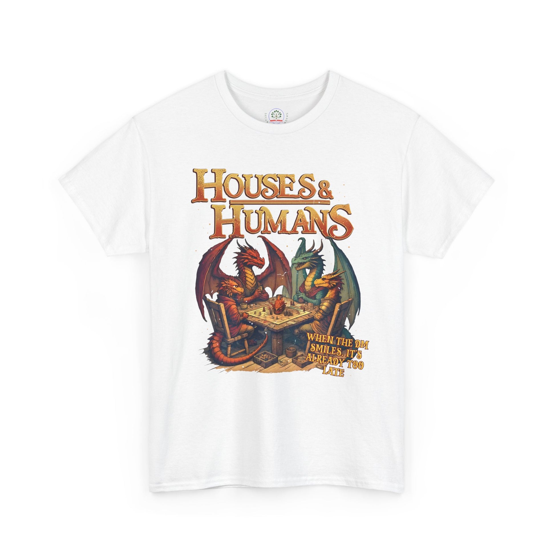 Gray Houses and Humans Role-Playing T-shirt with RPG TCG MTG roleplay design, featuring geek-themed artwork on cotton tee.