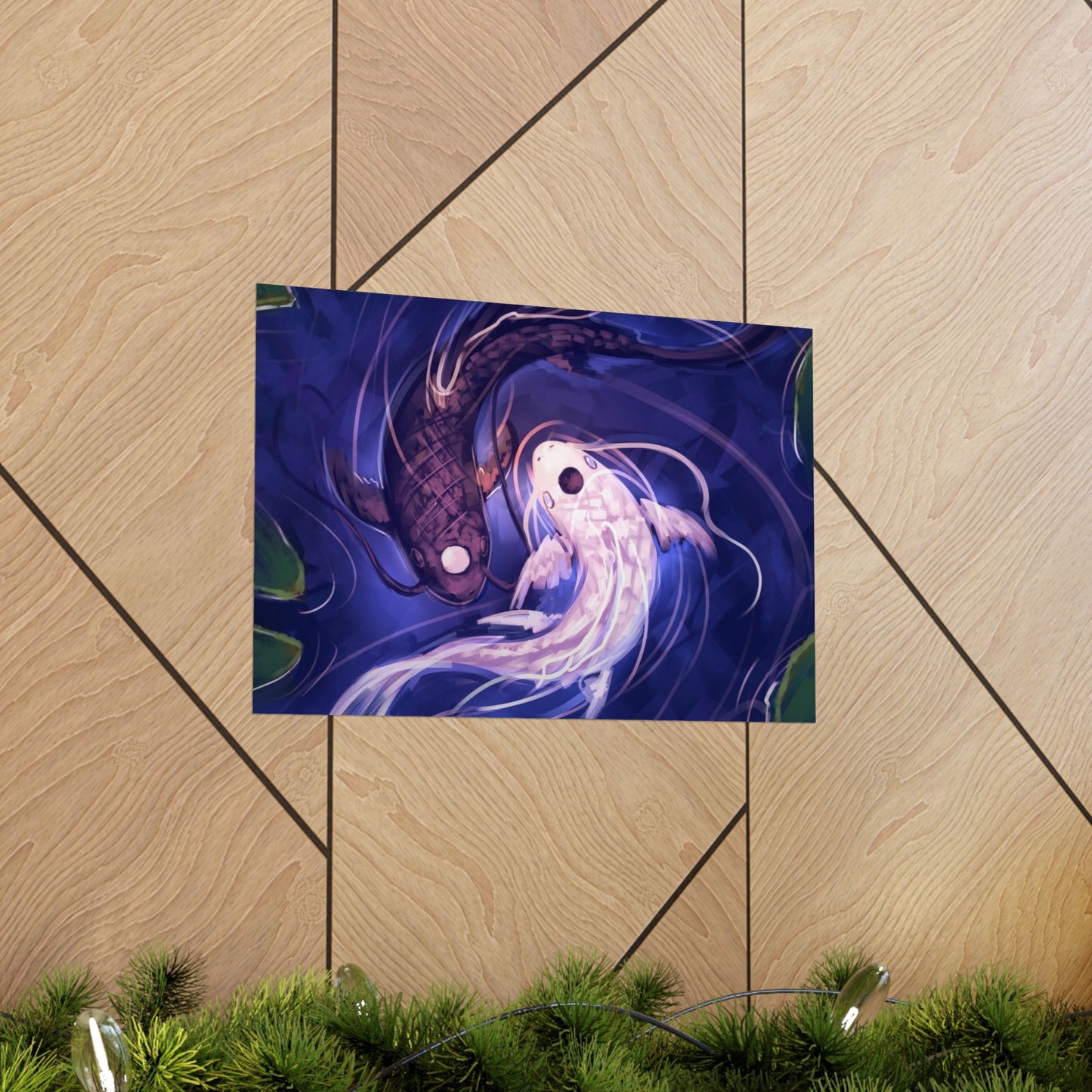 Yin Yang Koi Fish Matte Horizontal Poster | Avatar-Inspired Tui and La, Moon and Ocean Spirit