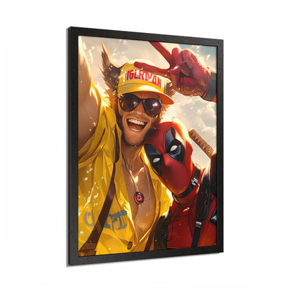 Framed Poster, Marvel Comics Art Style, Wolverine & Deadpool, Fun Wall Décor