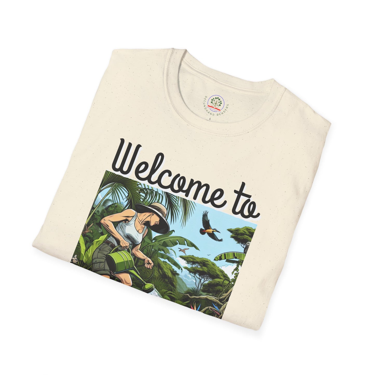 Welcome to My Garden Unisex T-Shirt - Funny Woman Watering Jungle Tee, Plant