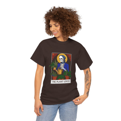 Plant lover T-shirt featuring tarot card design, perfect for plant enthusiasts and fans of humorous, creative plant-themed apparel.