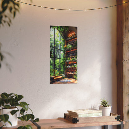 Watercolor Botanical Poster, Nature Wall Art Decor, Eco-Friendly Gift for Book Lovers, Home Office Decoration, Matte Print