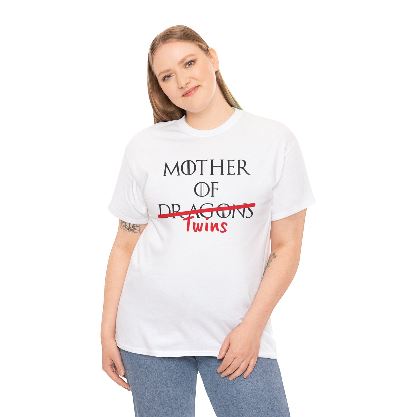 Mother of Dragons T-Shirt by Printify featuring fire and ice design, inspired by Song of Fire & Ice, customizable for Mother's Day.