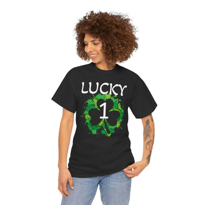 Lucky 1 St. Patrick's Day Clover T-Shirt | Irish Shamrock Design