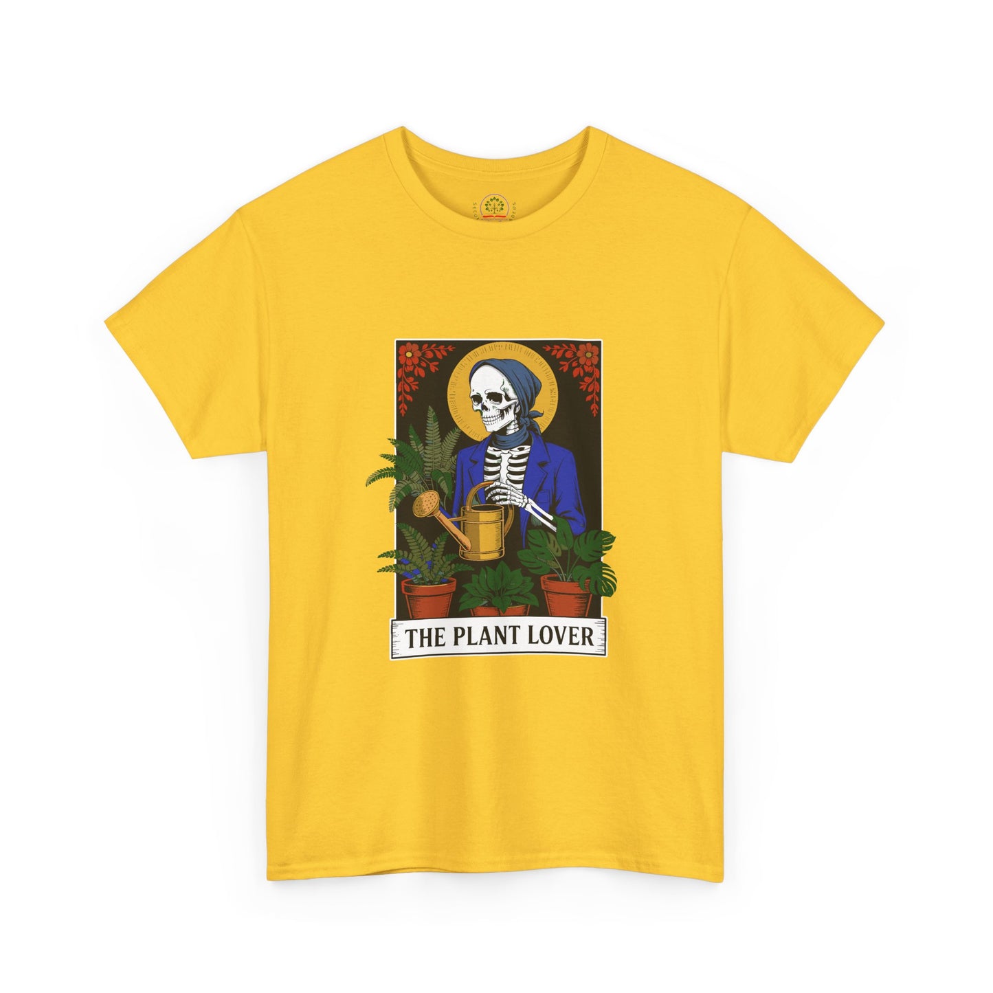 Plant lover T-shirt featuring a tarot card design for plant enthusiasts, made by Printify, casual and creative gift idea.
