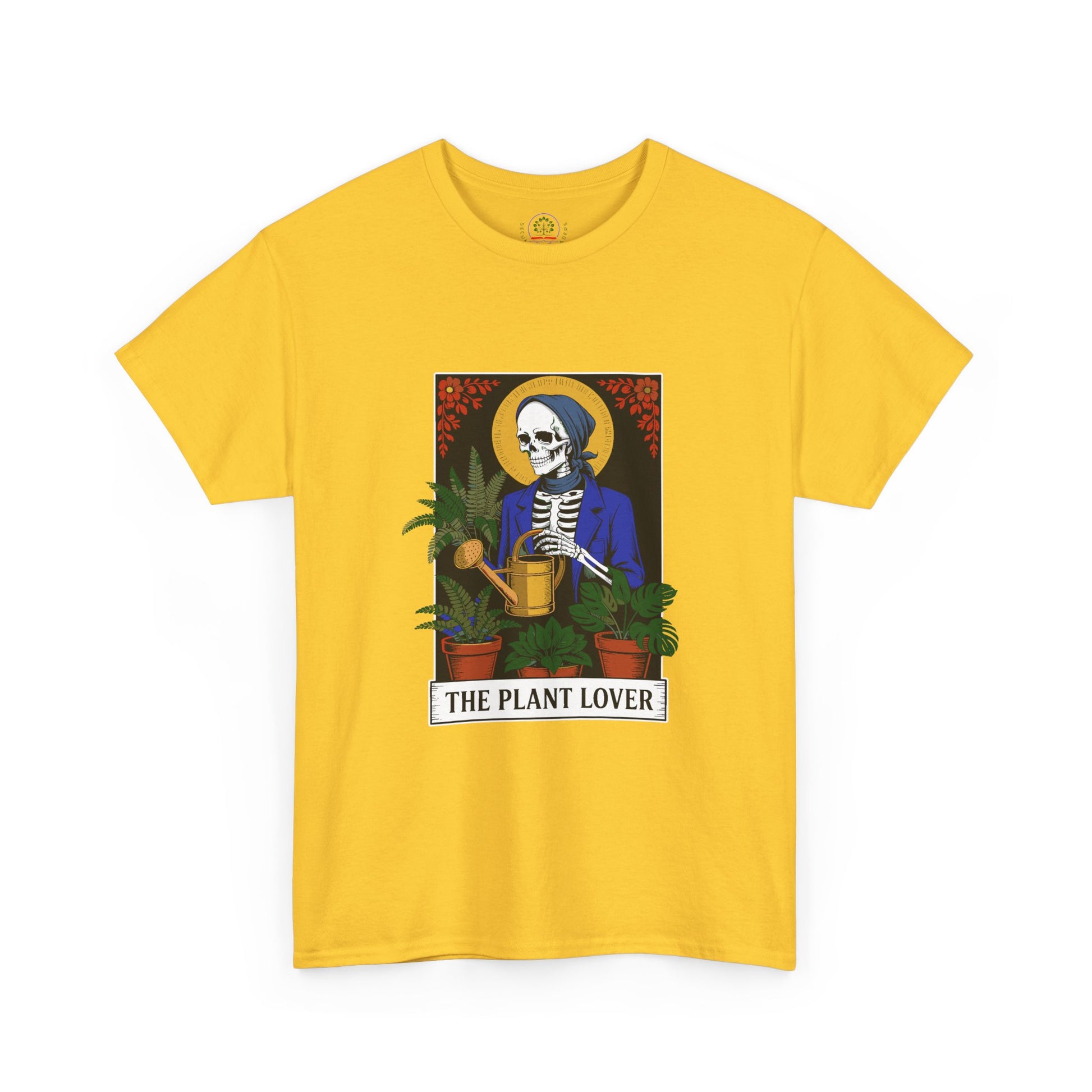 Plant lover T-shirt featuring a tarot card design for plant enthusiasts, made by Printify, casual and creative gift idea.