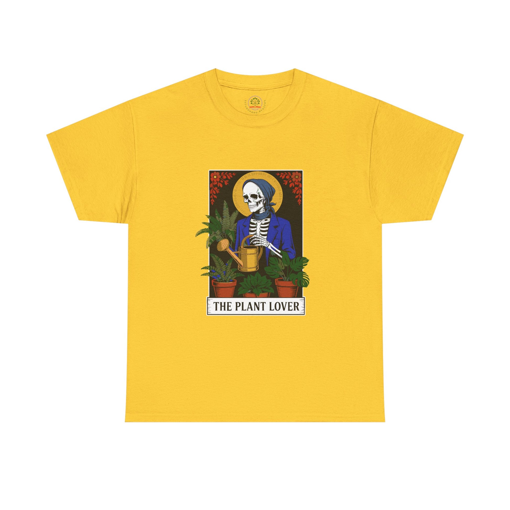 Funny plant lover T-shirt featuring tarot card design for plant enthusiasts, perfect for gift or casual wear.
