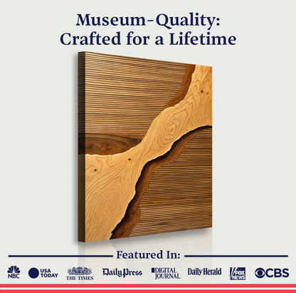 Canvas wall art featuring a wood-rift design by Tailored Canvases, showcasing natural textures and artistic wooden patterns.