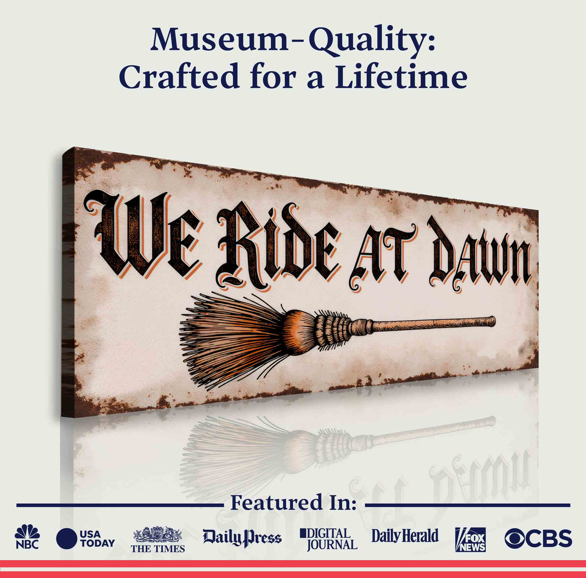 Canvas wall sign by Tailored Canvases featuring "We Ride At Dawn Halloween" design for festive home decor.