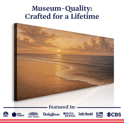 Canvas wall art featuring a serene beach shoreline scene, by Tailored Canvases, perfect for coastal home decor.