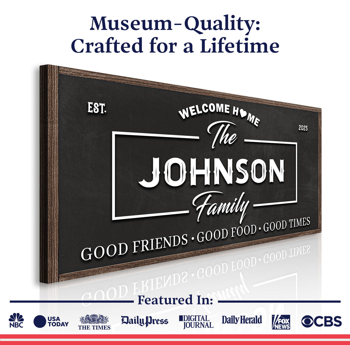 Welcome Home wall sign canvas by Tailored Canvases featuring a framed print with the phrase "Welcome Home" in elegant lettering.