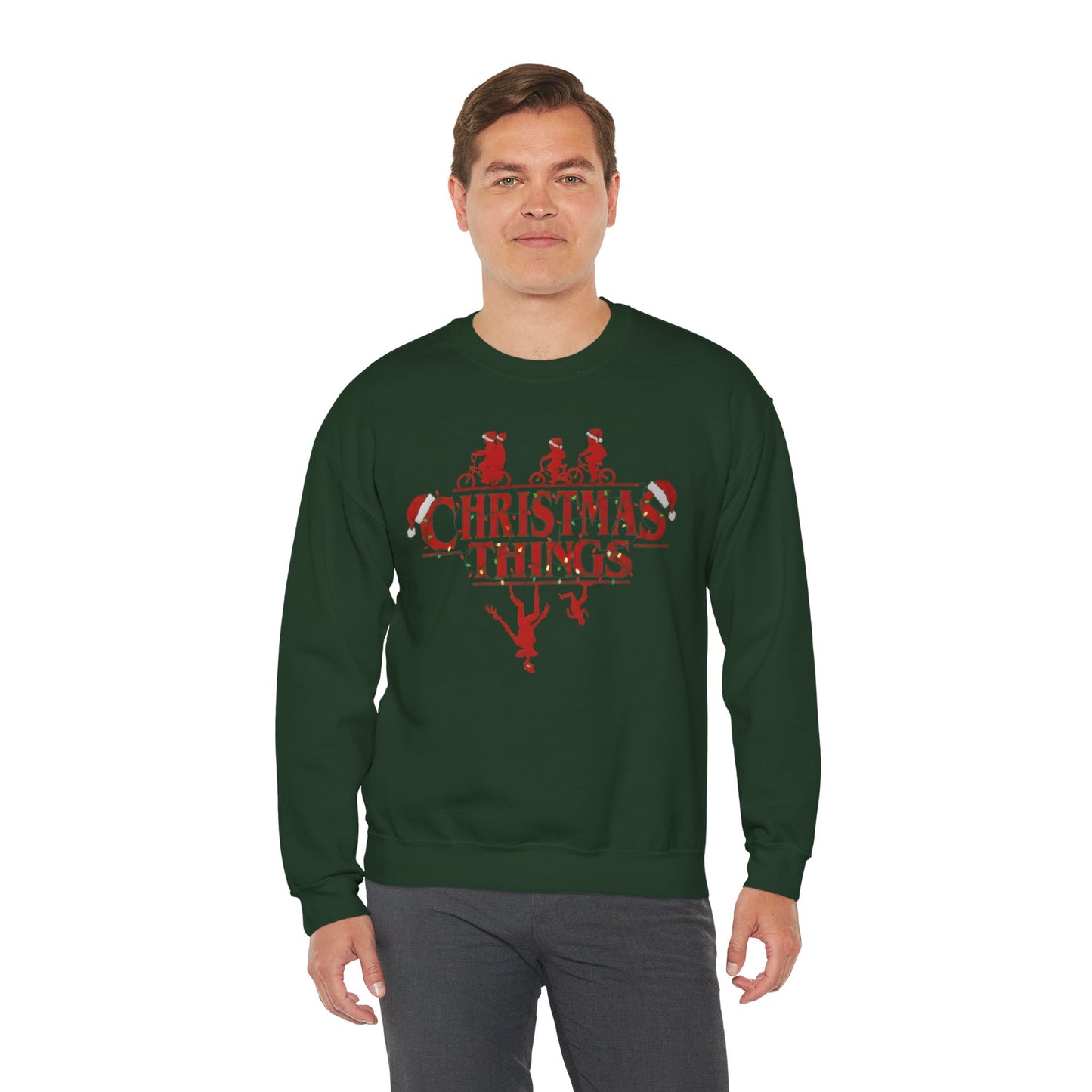 Christmas Things Sweatshirt | Stranger Style Retro Holiday Graphic  | The Upsidedown