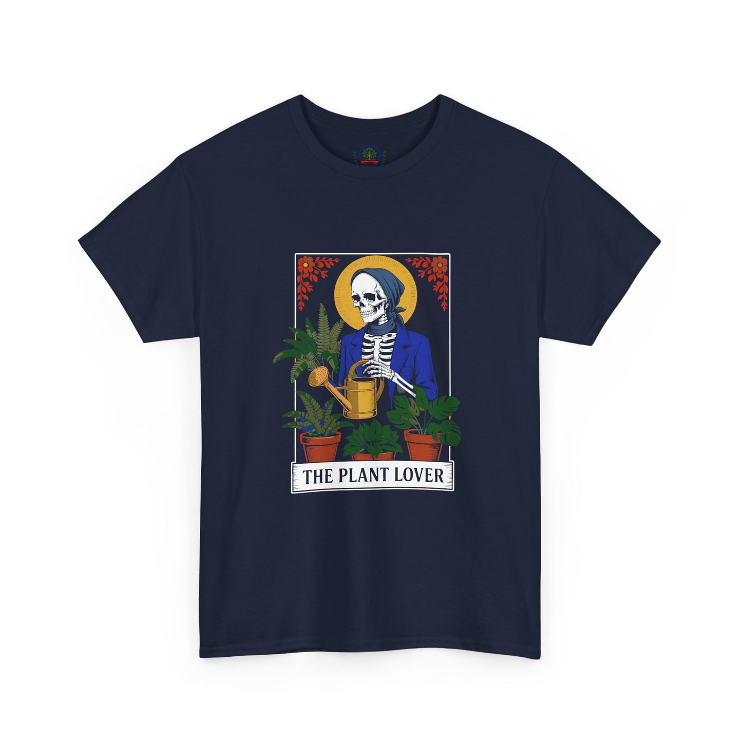 Printify plant lover T-shirt featuring tarot card design for plant enthusiasts, with a humorous and creative style.
