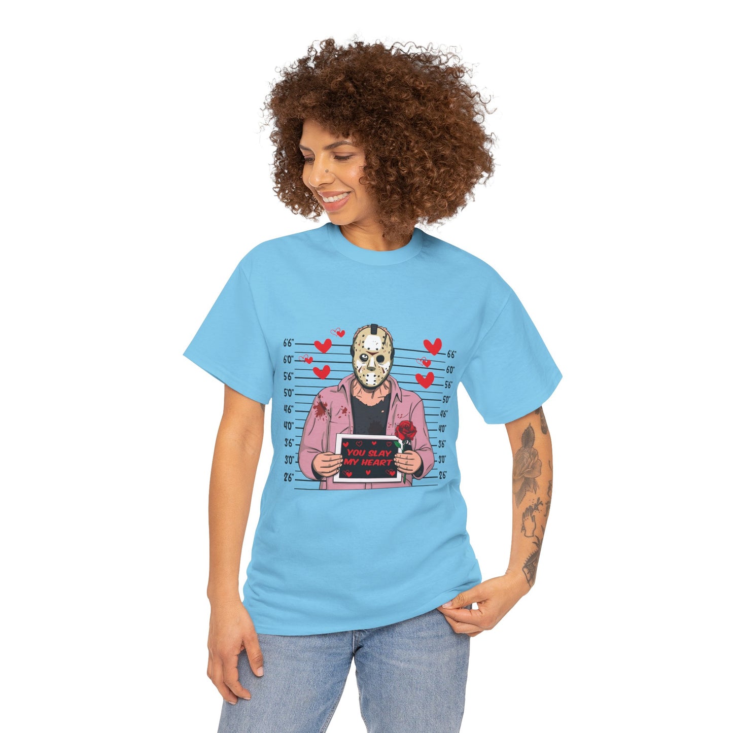 Jason Voorhees Mugshot T-Shirt - "You Slay My Heart" Cute Horror Valentine Tee
