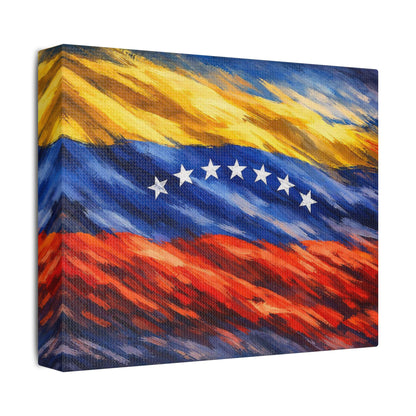 Canvas print of Venezuela before Chavez with Venezuelan flag, satin art wall decor, ideal for history enthusiasts.