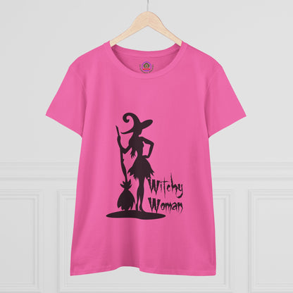 Witchy Woman Tee, Halloween Shirt, Women's Midweight Cotton Tee, Spooky Gift
