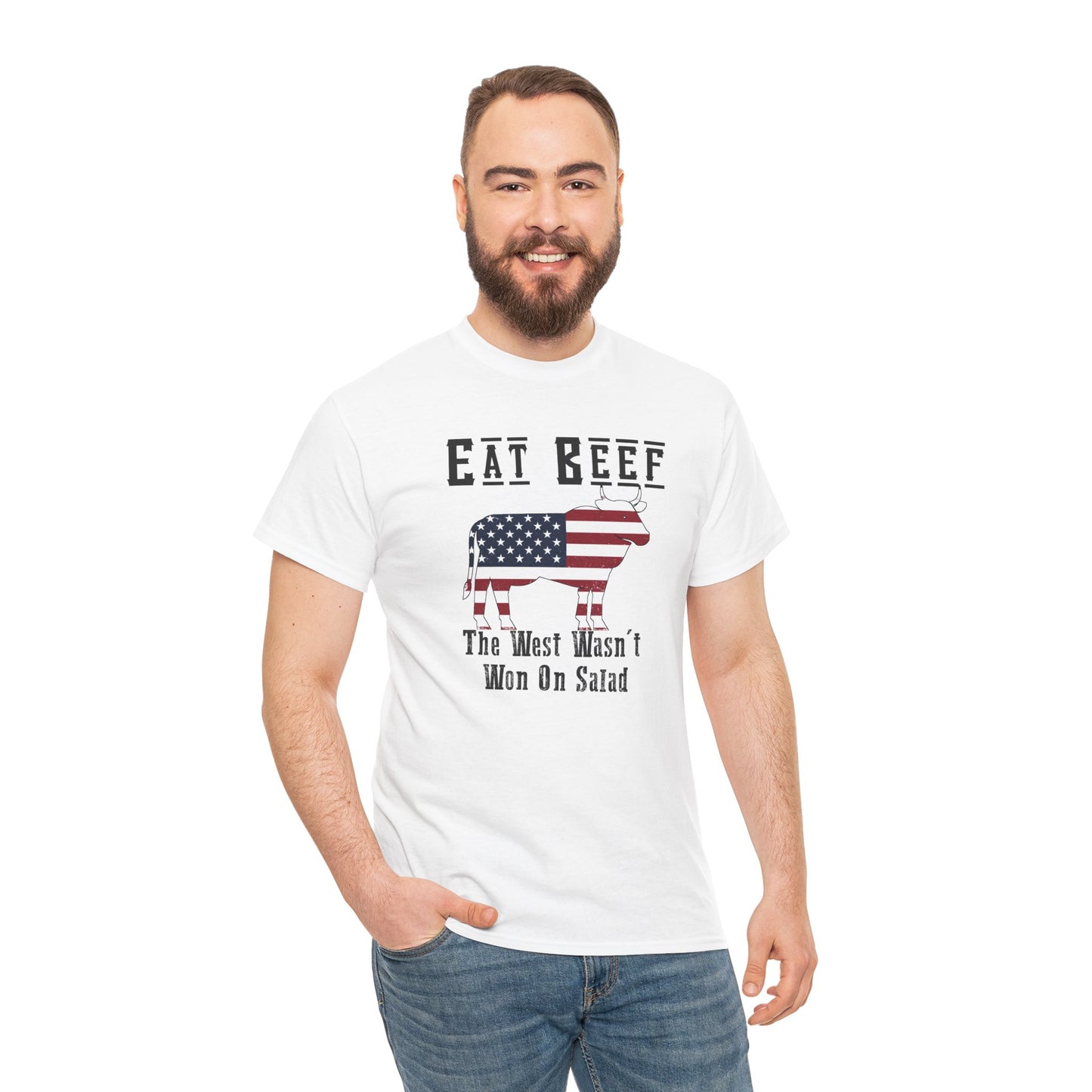 Funny American BBQ Unisex Tee, Meat Eaters Joke Shirt, Eat Beef Gift, Patriotic